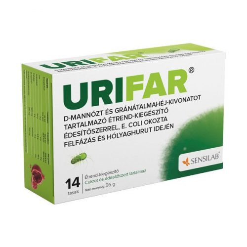 Sensilab urifar d-mannózt és gránátalmahéj-kivonatot tartalmazó étrend-kiegészítő édesítőszerrel 14 db