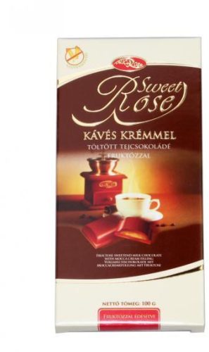 Sweetrose tejcsokoládé kávés krémmel töltött,fruktózzal 100 g