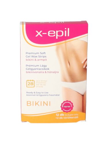 X-Epil használatrakész prémium gélgyantacsíkok bikini-hónalj 12 db